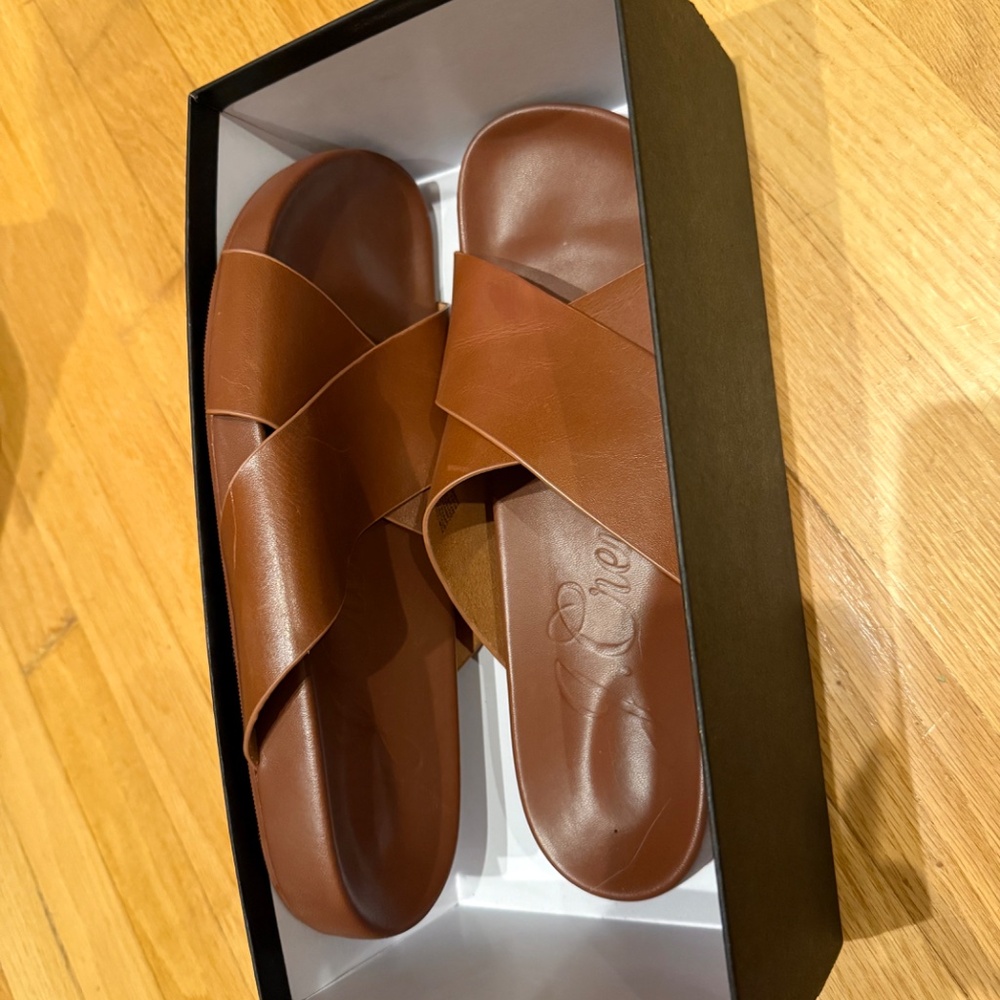 New J. Crew Soft vachetta leather Marlowe sandals size 10 - Picture 2 of 4